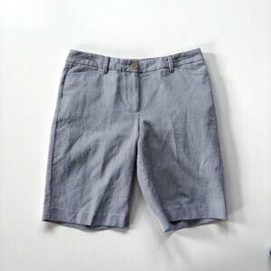 Talbots Women's Size 6 Blue White Striped Seersucker The Perfect‎ Shorts 10 Inch